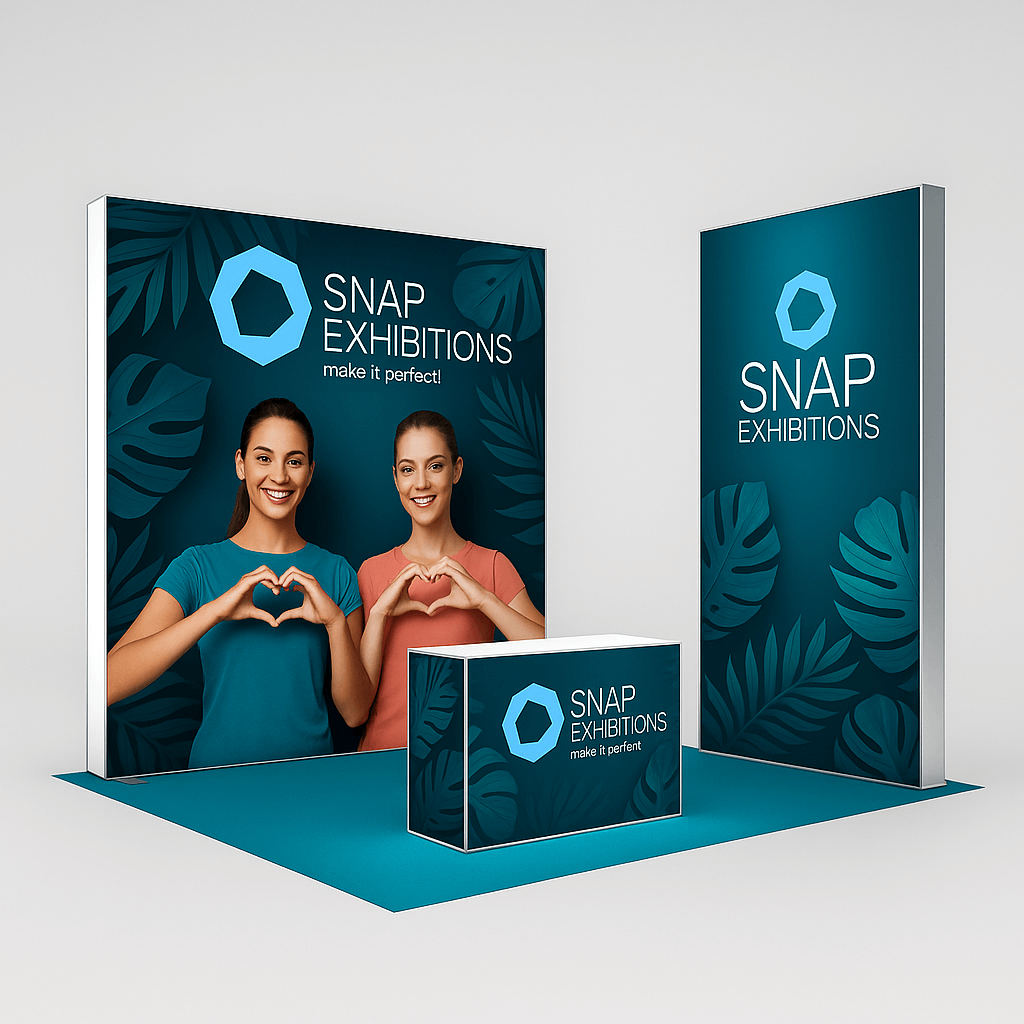 Hopa 10×10 inline modular trade show booth with all‑over backlit panels